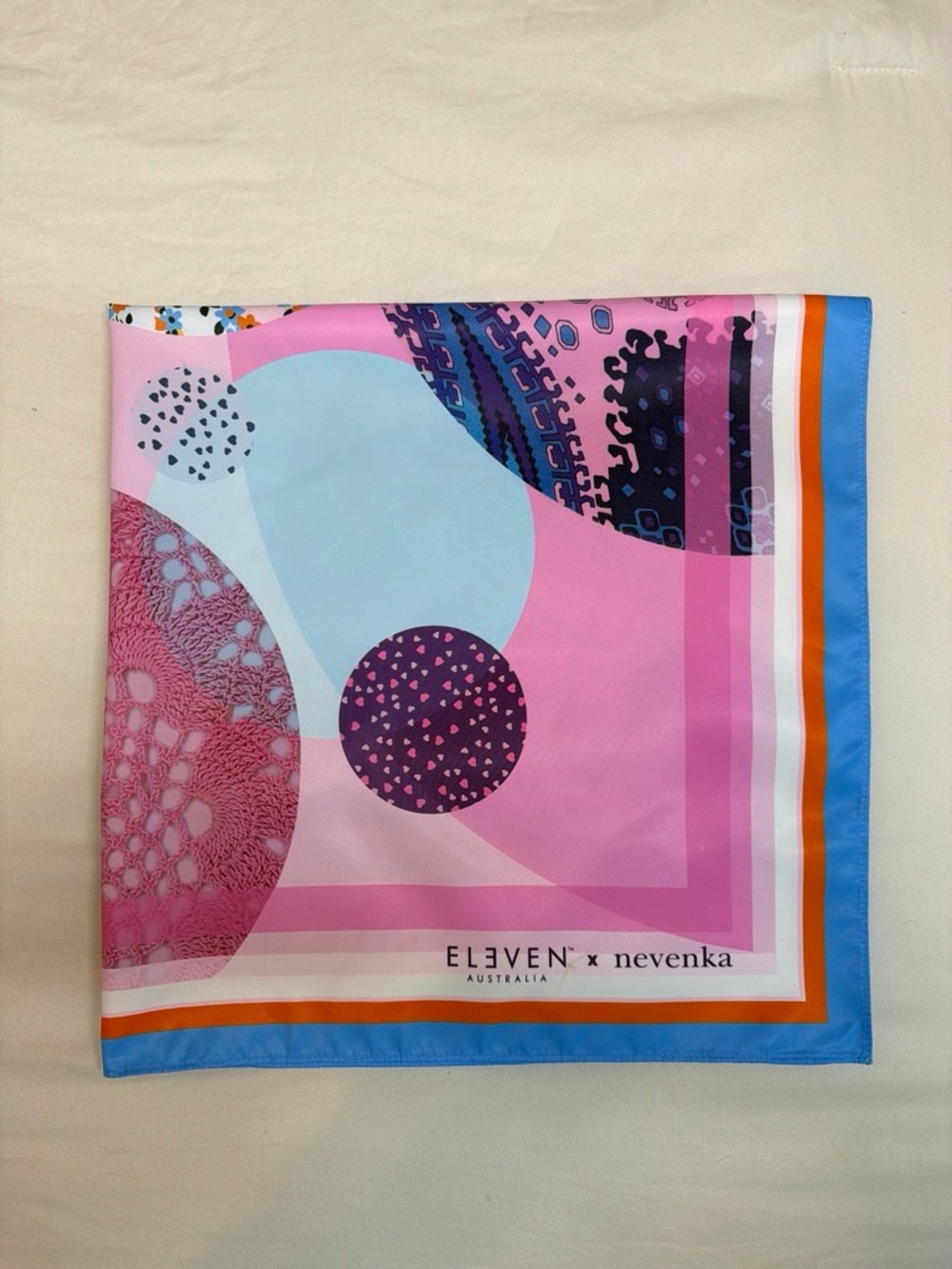 ELEVEN x nevenka Pink Graphic Rayon Square Scarf